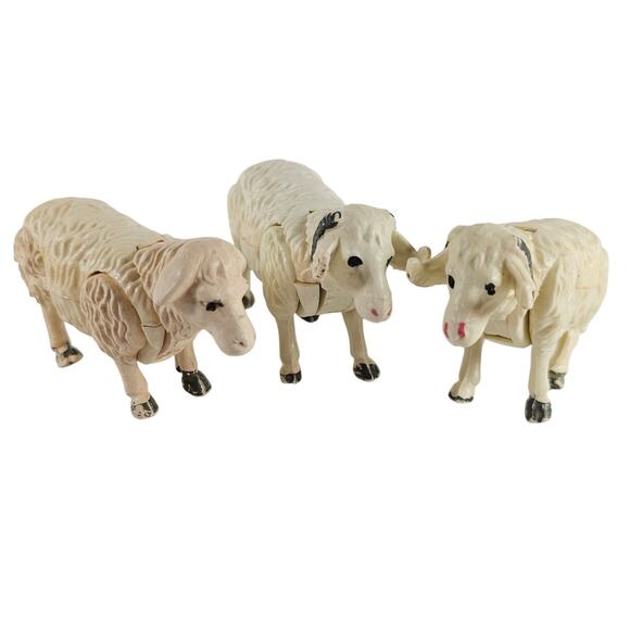 Vintage Hinged Plastic Farm Animal Lot of 11 1970s Cow Pig Sheep Made Hong Kong - Picture 8 of 14